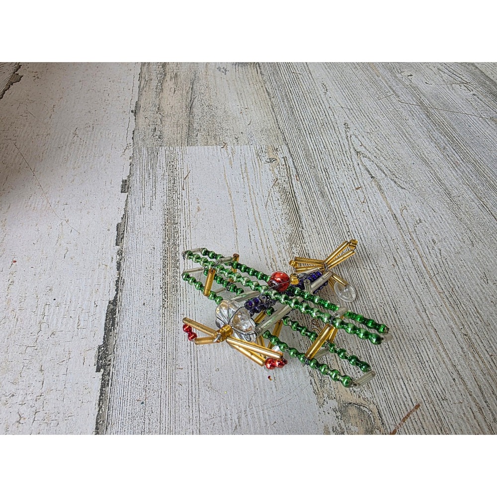 Vintage Czech? beaded airplane ornament Xmas aviation tree